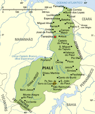 Mapa do estado de Piauí.