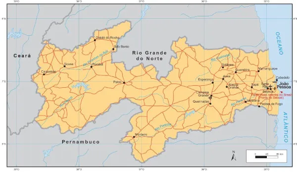 Estados do Nordeste - Mapa do estado de Rio Grande do Norte.